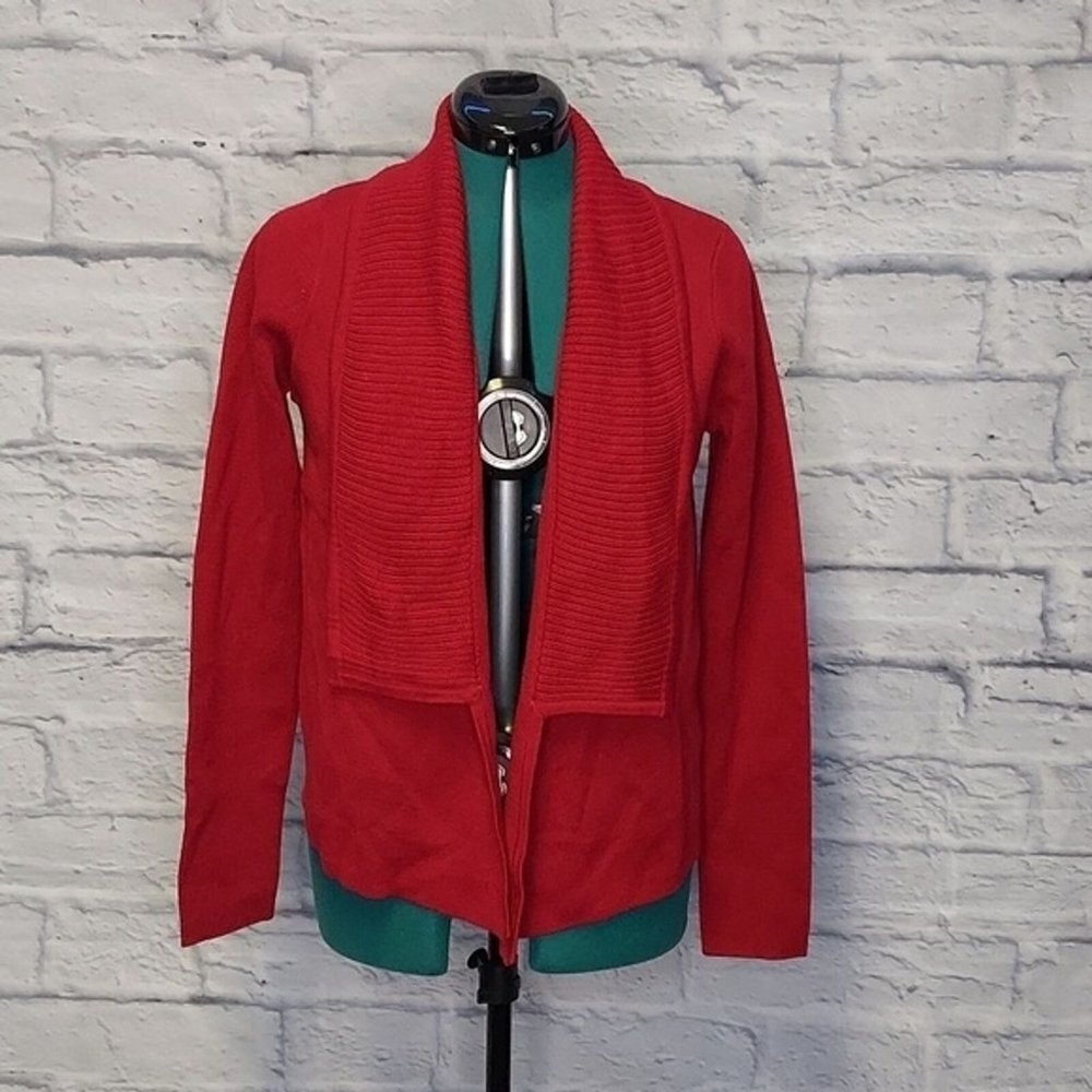 Nwt Ann Taylor Loft Womens Red Wool Blend Open Front Cardigan Sz M
